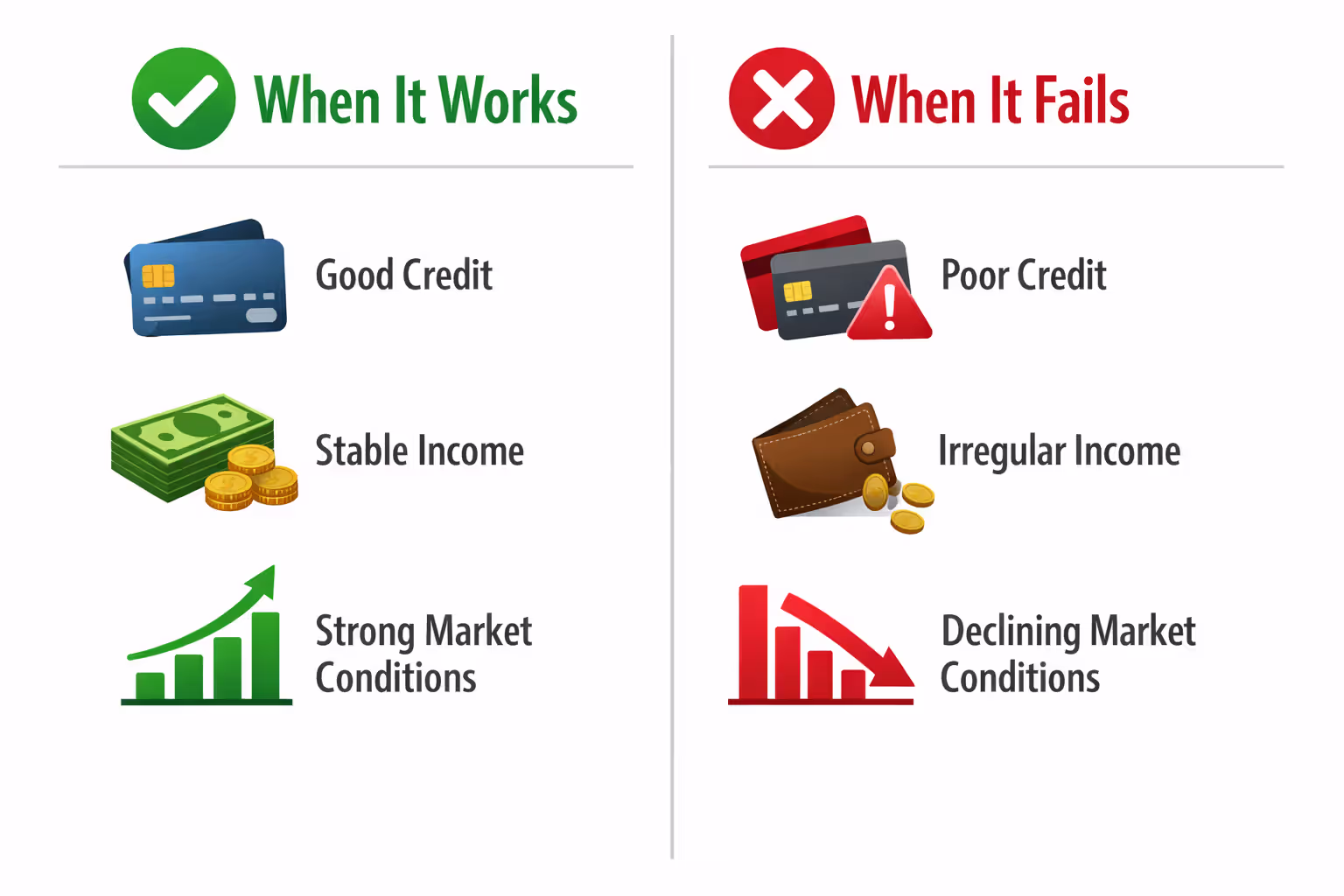 Two-column comparison showing pros and cons of credit card student loan payments with checkmarks and X marks