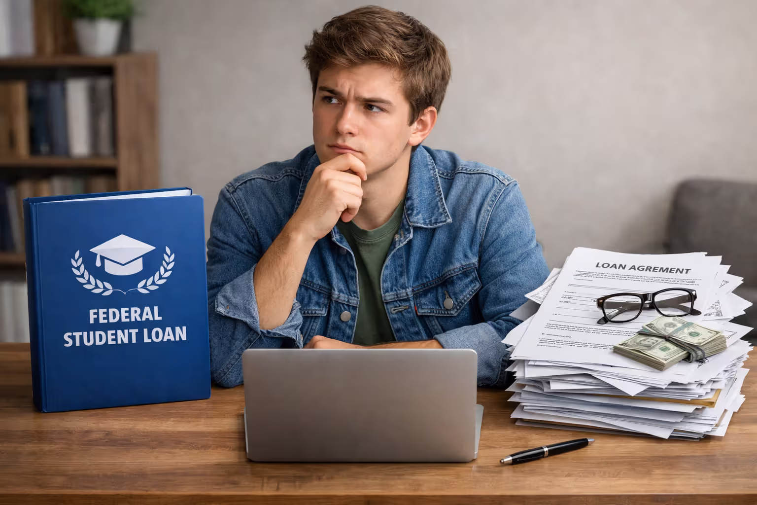 Student comparing federal and private student loan options