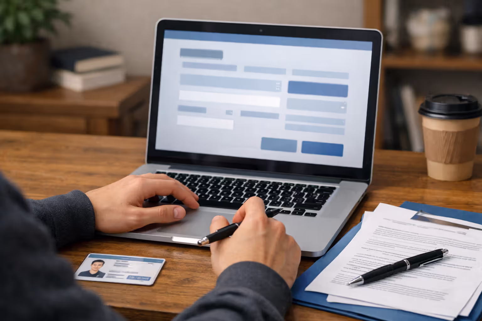 Graduate student completing an online student loan application